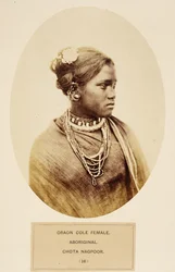 Mujer Oraon Cole, Aborigen, Chota Nagpoor, de The People of India, por J. Forbes Watson, publicado en 1868